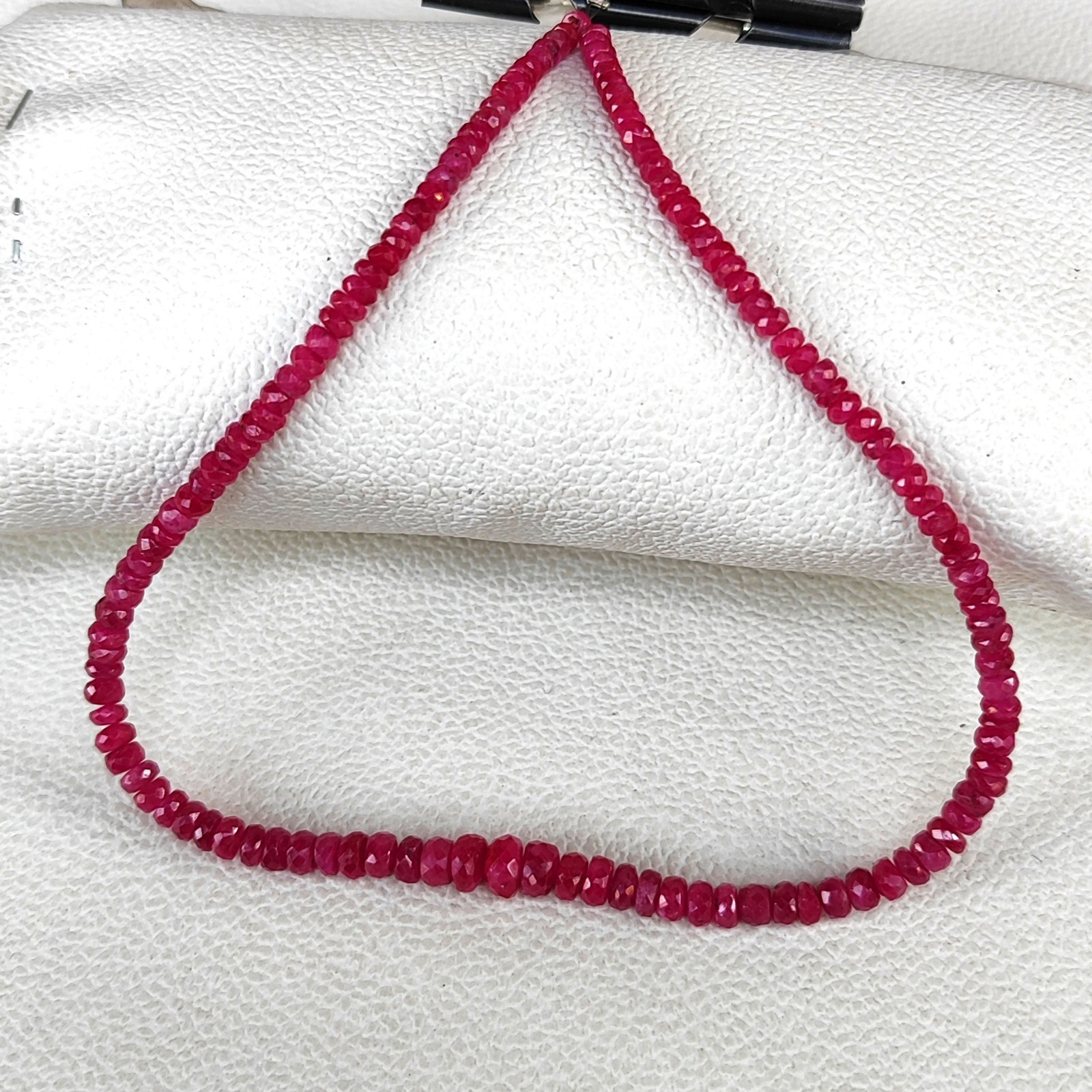 Myanmar Ruby 3.5-6mm Faceted Rondelle Cut Stone Beads 12” Strand Natural Gems