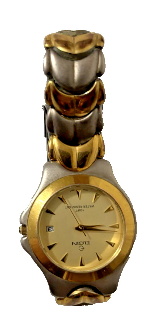 Elgin FM885 Quartz Japan Movement Gold Tone Wristwatch with Date – Working