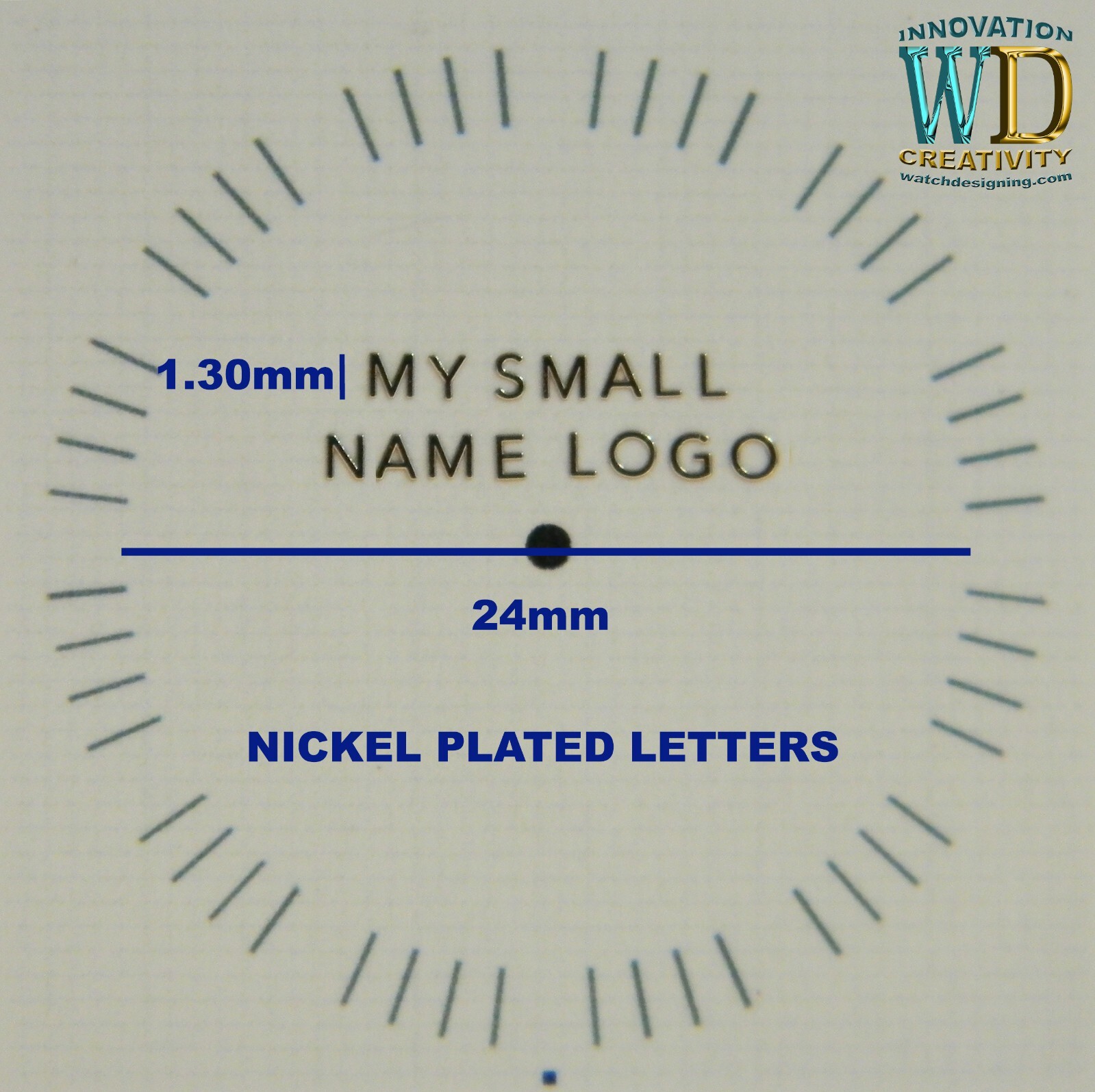 CUSTOM dial Micro logo emblem watch Metal Steel Adhesive 3D Silver Gold Black