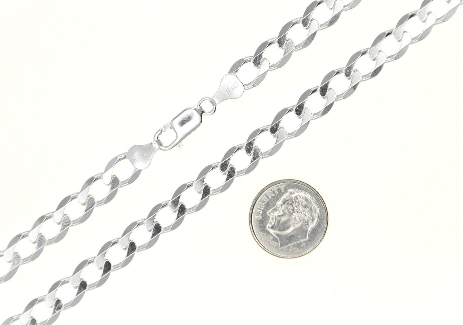 7mm ITALY 925 Sterling Silver CURB Chain Necklace or Bracelet 8″- 30″