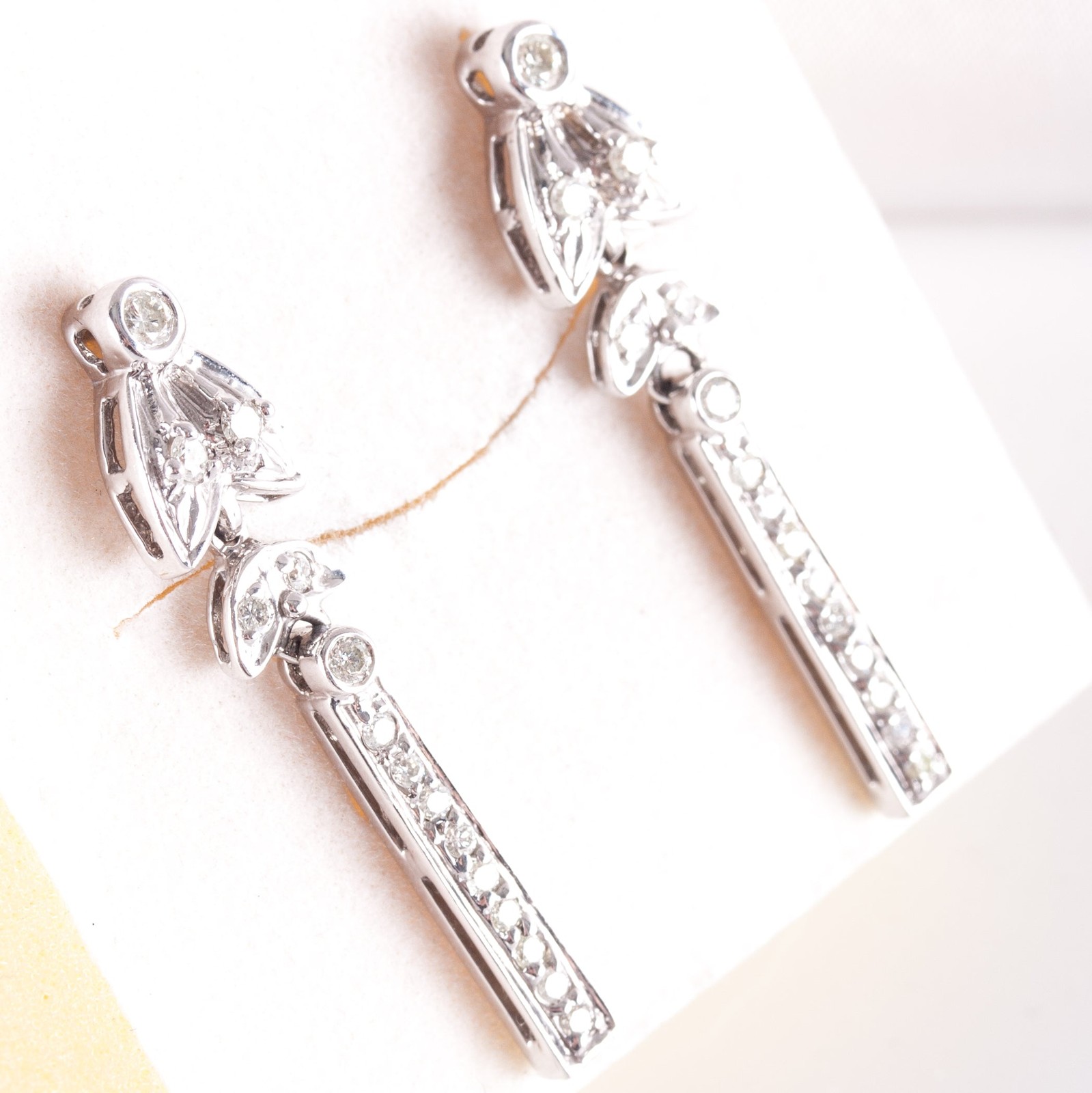 14k White Gold Round H-I SI1-SI2 Diamond Dangle Earrings .49ctw 4.98g