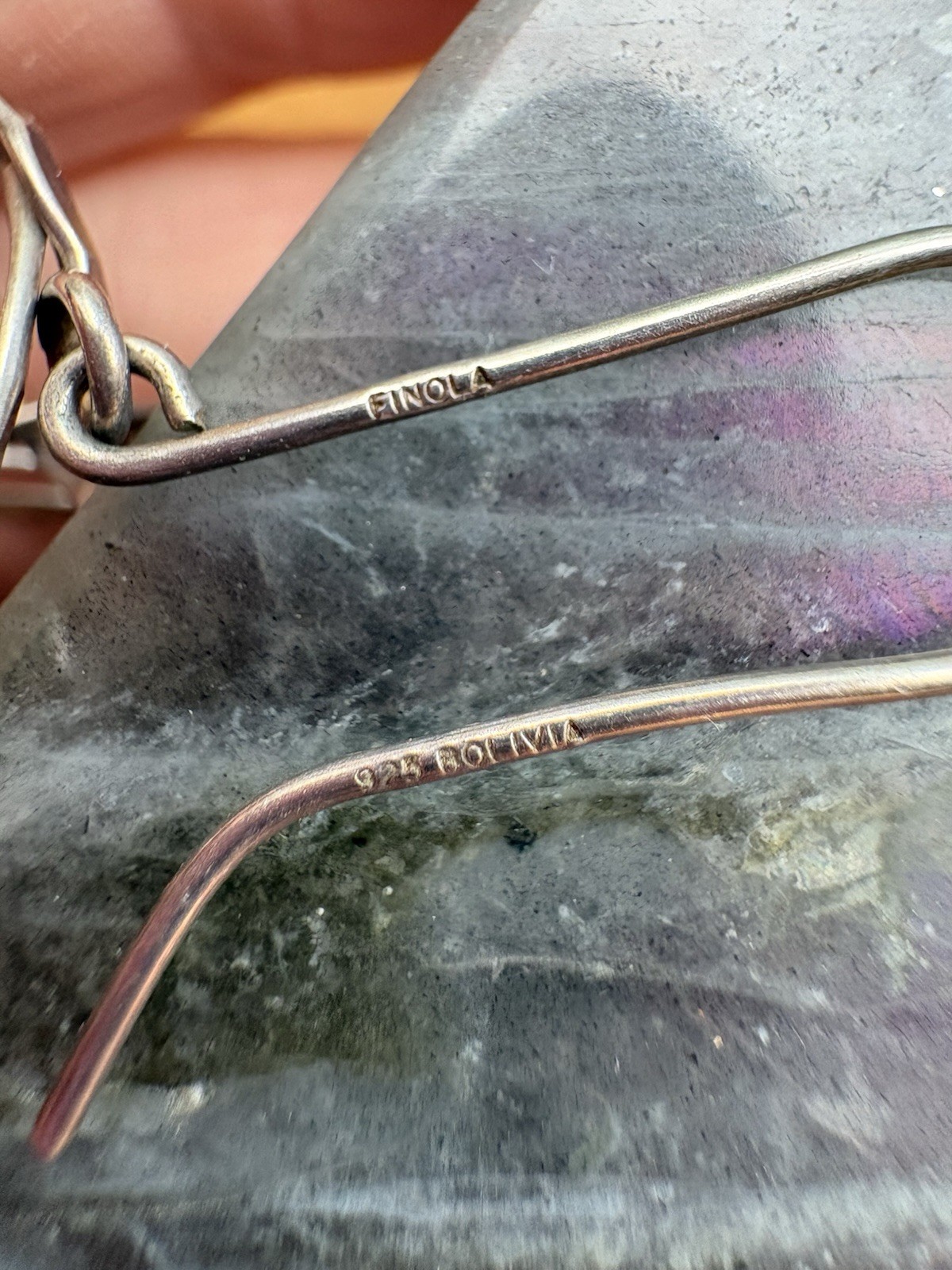 Finola Hughes Bolivia Sterling 925 Silver Hammered Circle Dangle Earrings