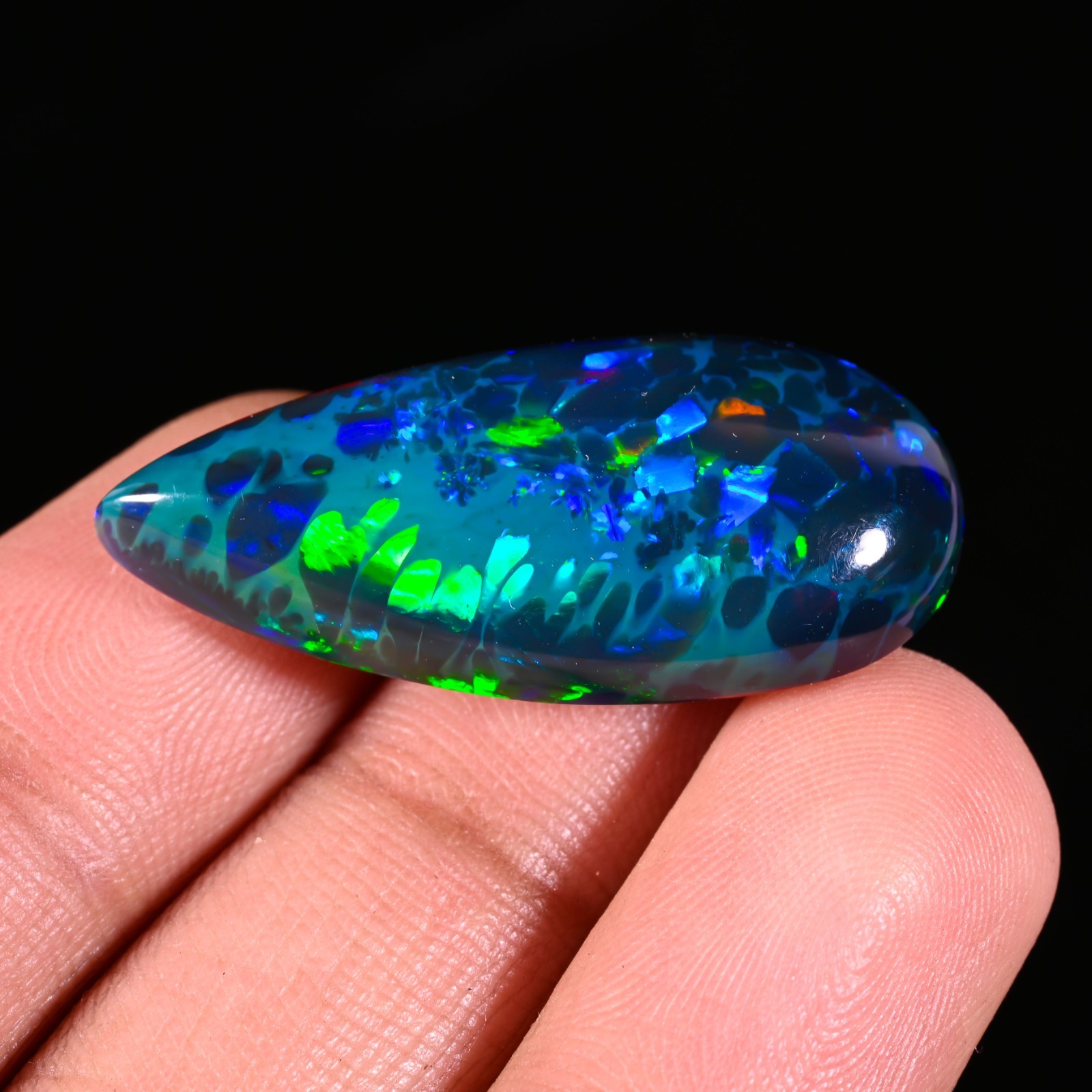 24.65 Ct. Ethiopian Honeycomb Welo Fire Opal Cabochon Loose Gemstone,35x16x10 MM