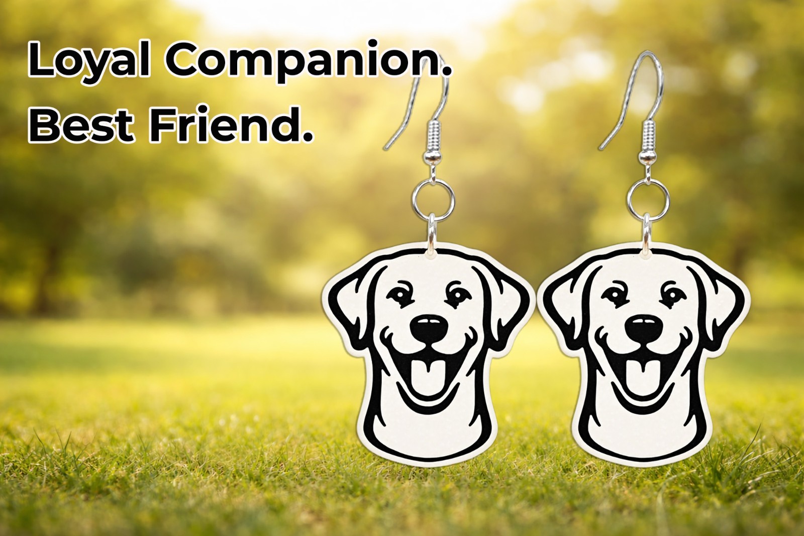 Labrador Earrings Lightweight Dog Jewelry Dangle Pet Lover Gift Handmade USA