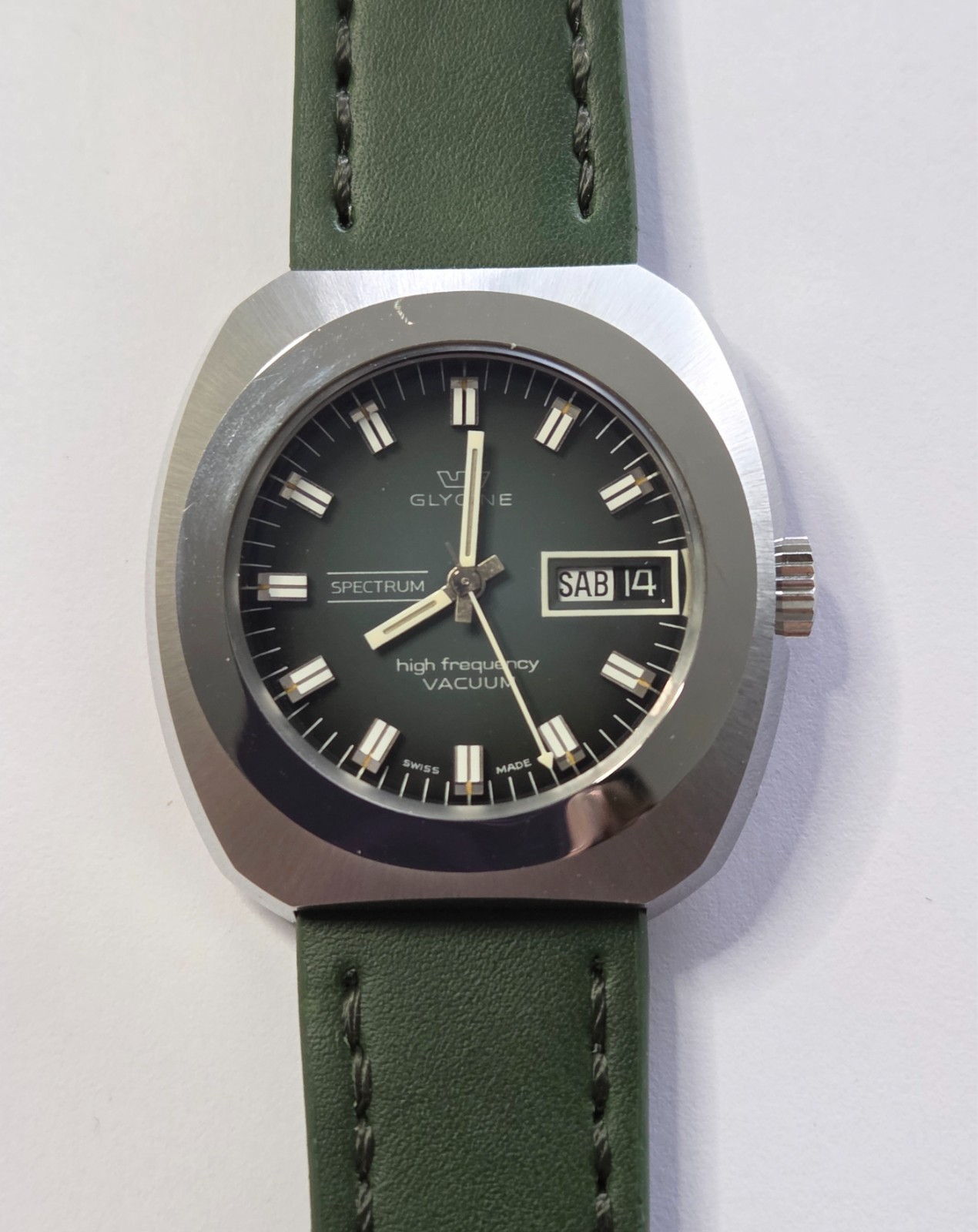 Glycine Automatic Watch Vintage Mens High Frecuency Spectrum Vacuum Gray Dial