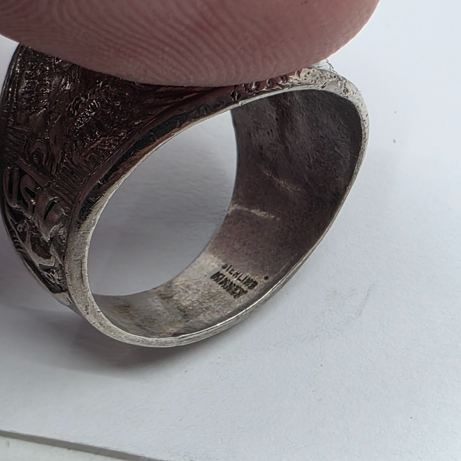 Vintage USN Naval Academy Sterling Silver 925 Kinney Wide Band Ring Size 8.5