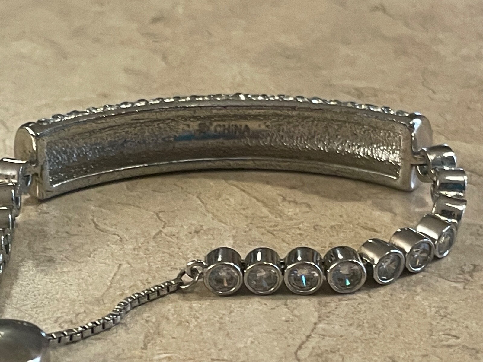 Vintage Signed JB Joan Boyce silver tone statement crystal bling bracelet slide