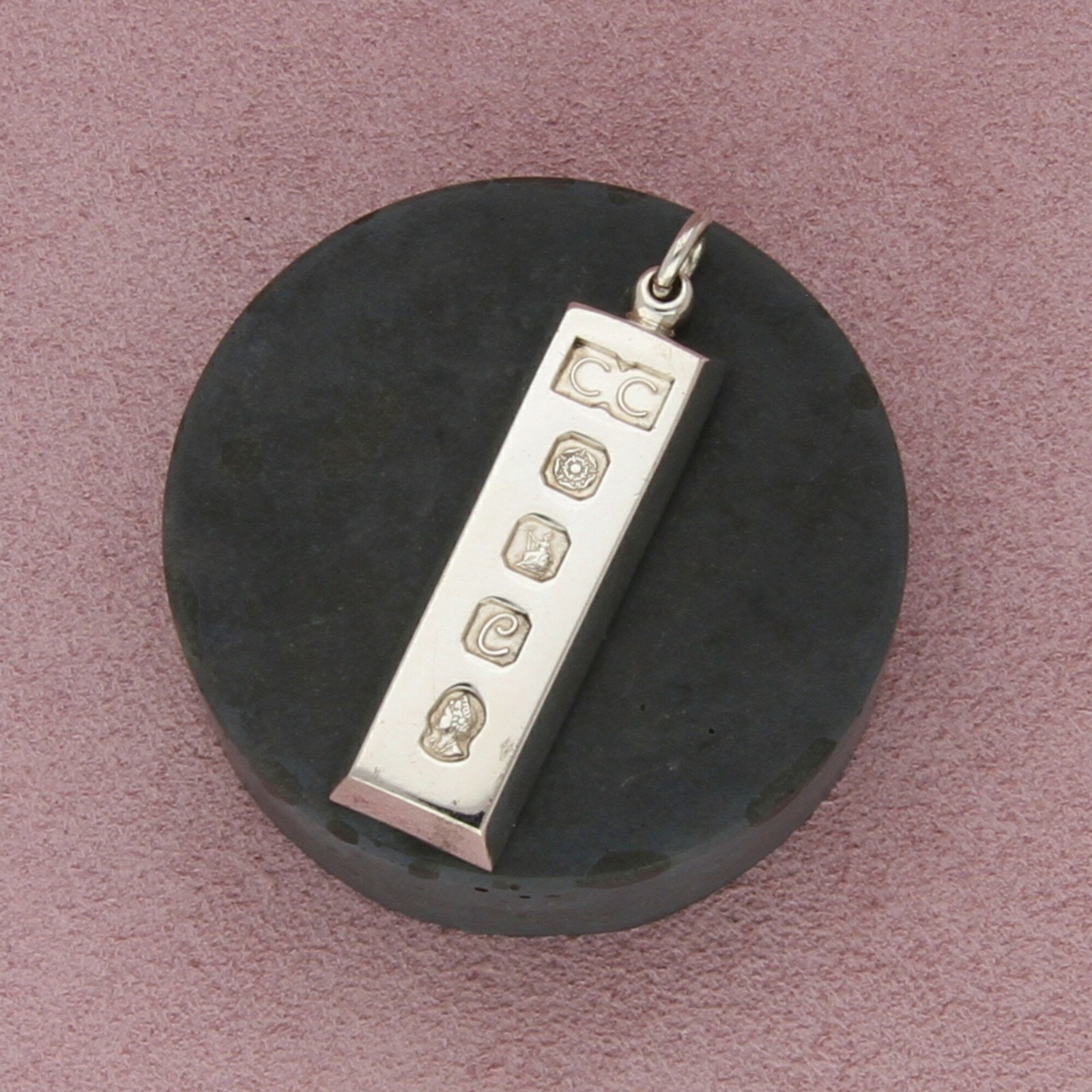 sterling silver vintage british 1 oz ingot bar pendant
