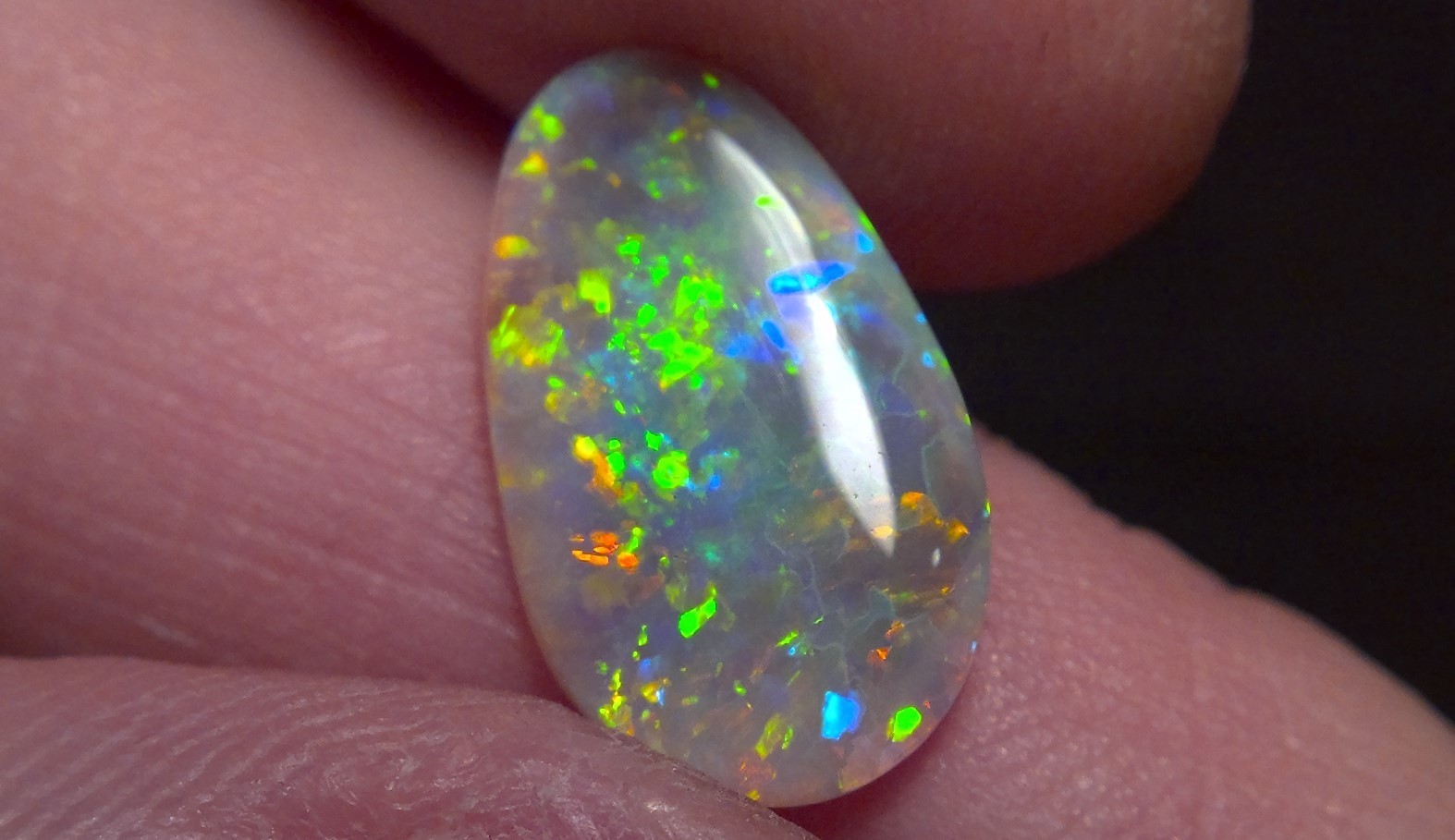 2.25cts Solid Lightning Ridge semi-black opal, stunning Rainbow fire + video