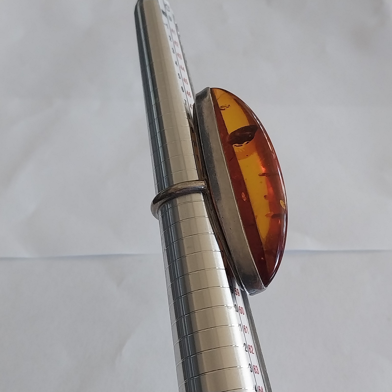 Vtg Huge Boho Sterling Silver 925 Amber Statement Oversized Ring Size 6.5