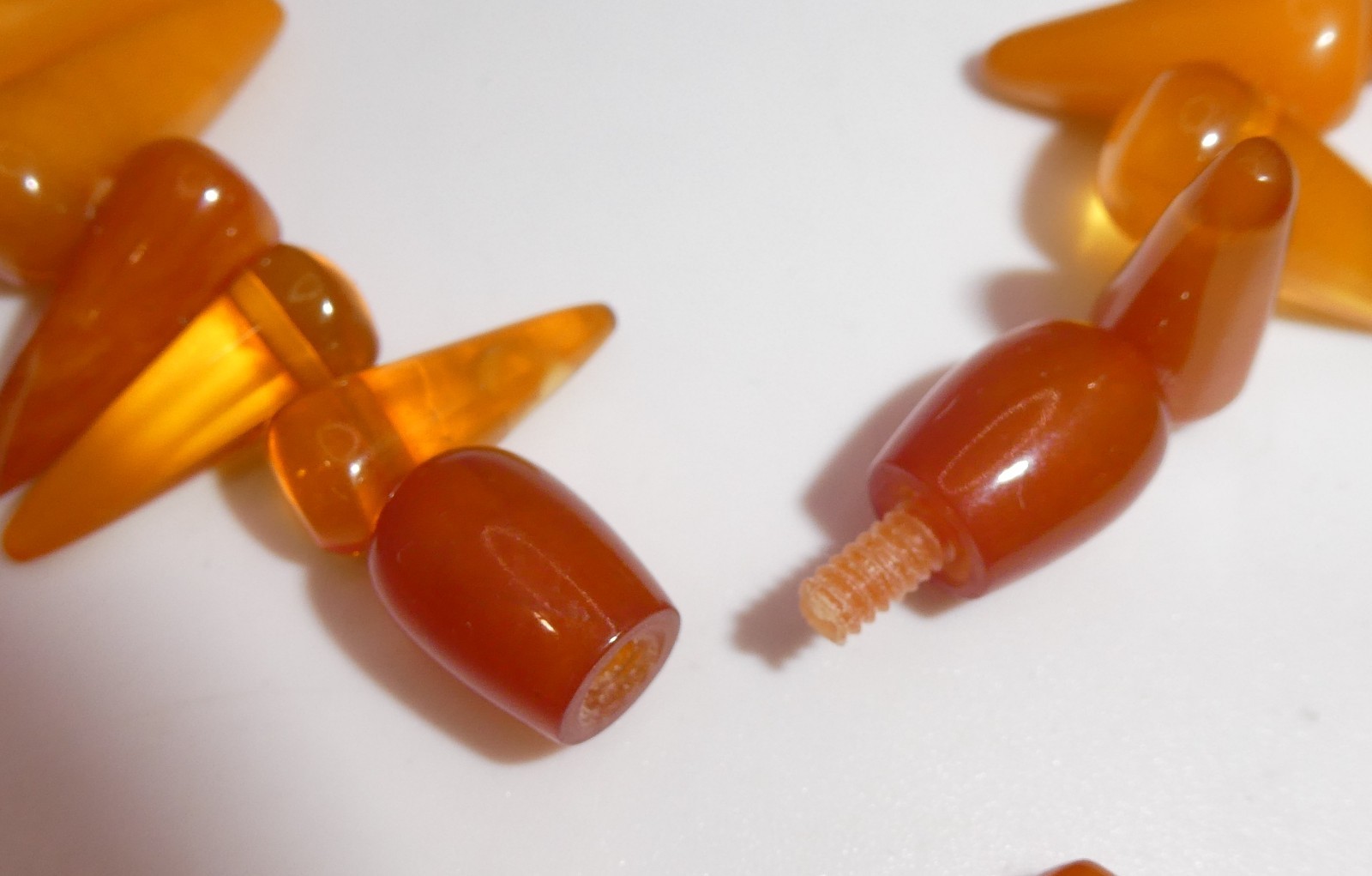 Vintage Baltic Egg Yolk Amber Strand Necklace Cone Spike Beads 20″ 43g