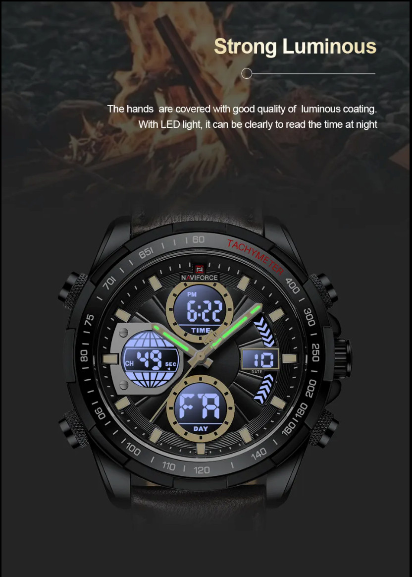 NAVIFORCE Men’s Military Sport Watch – Digital Display, Luxury NF9197 BYDBN