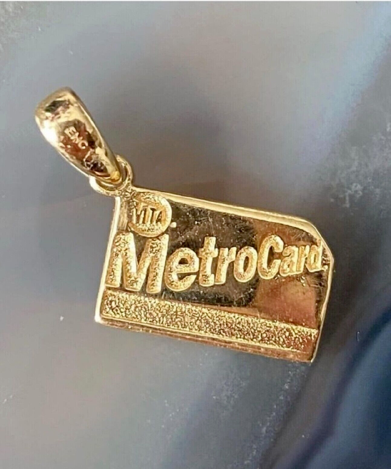 Real 14K Yellow Gold Plated Woman’s Metro Card Shape Beautiful Pendant Necklace