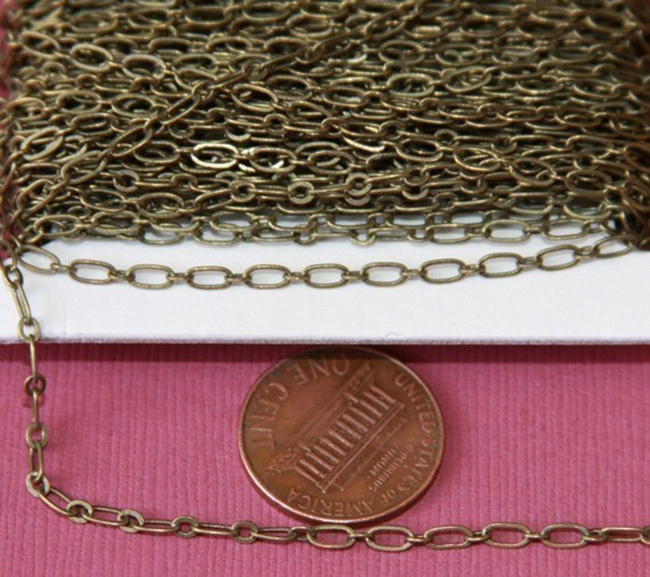 32ft spool of Antiqued Brass Long and Short chain 4X2mm