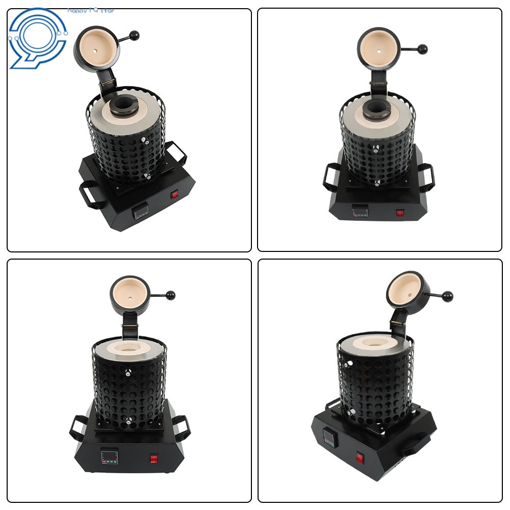 Black 3KG Gold Melting Furnace Digital Electric Melting Furnace 1400W For Mental