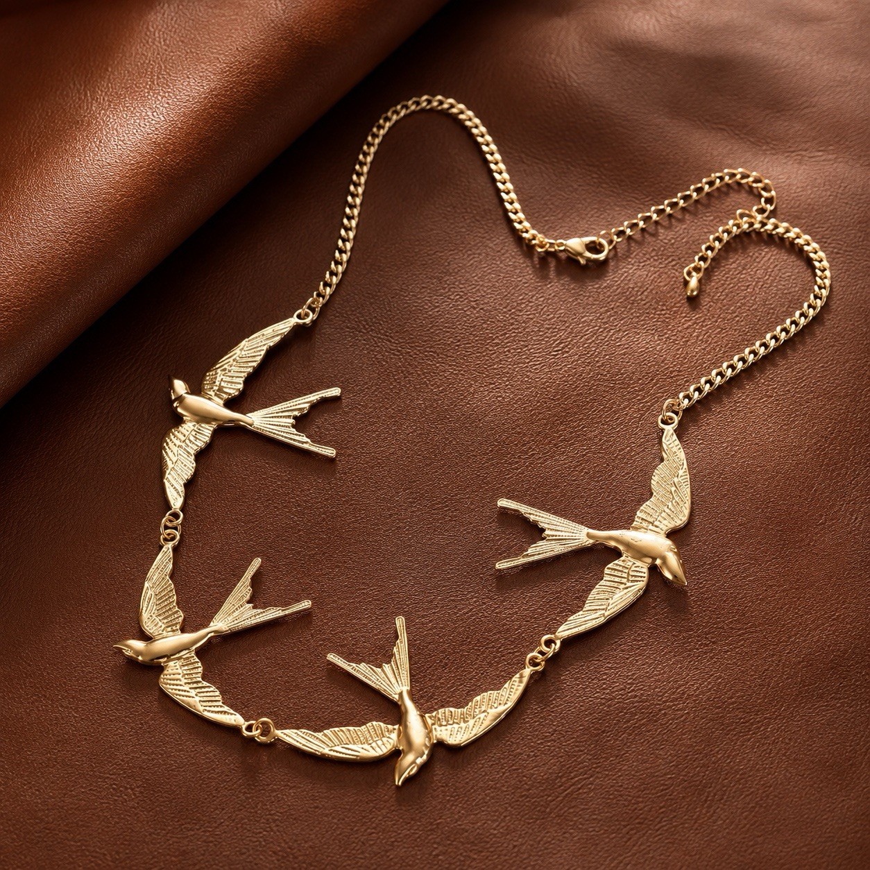 Bird Necklace Swallow Zara Gold Chain Boho Statement Animal Flying Cottagecore