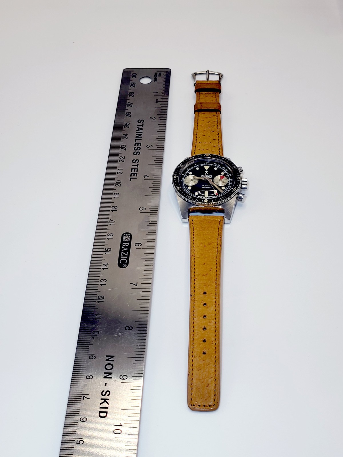 Le Jour Triton 2-Reg Chronograph Original Dial Landeron 248 Vintage 1960s N.MINT