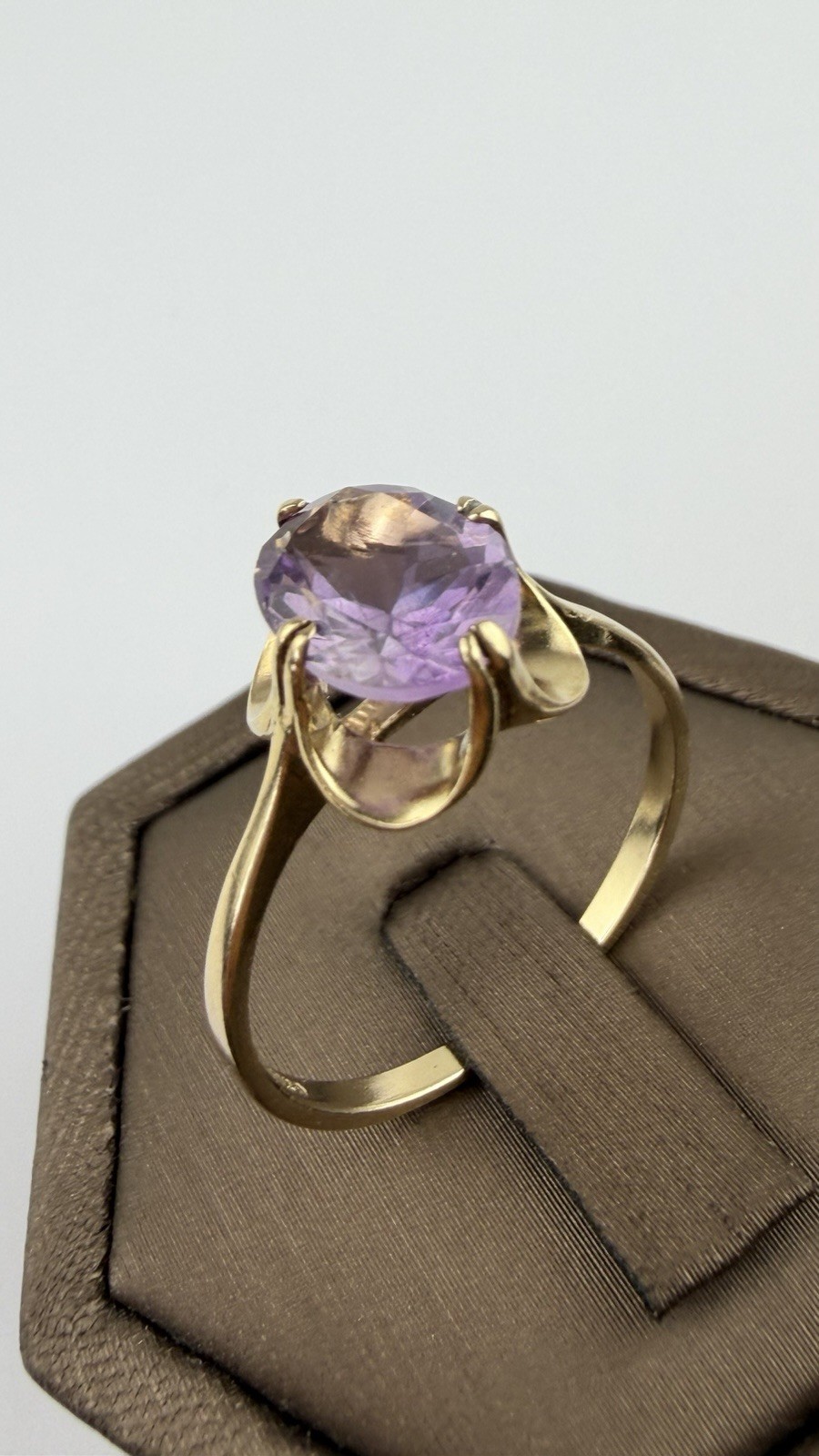 Amethyst 9ct Gold Ring , Vintage And Hallmarked , Yellow Gold