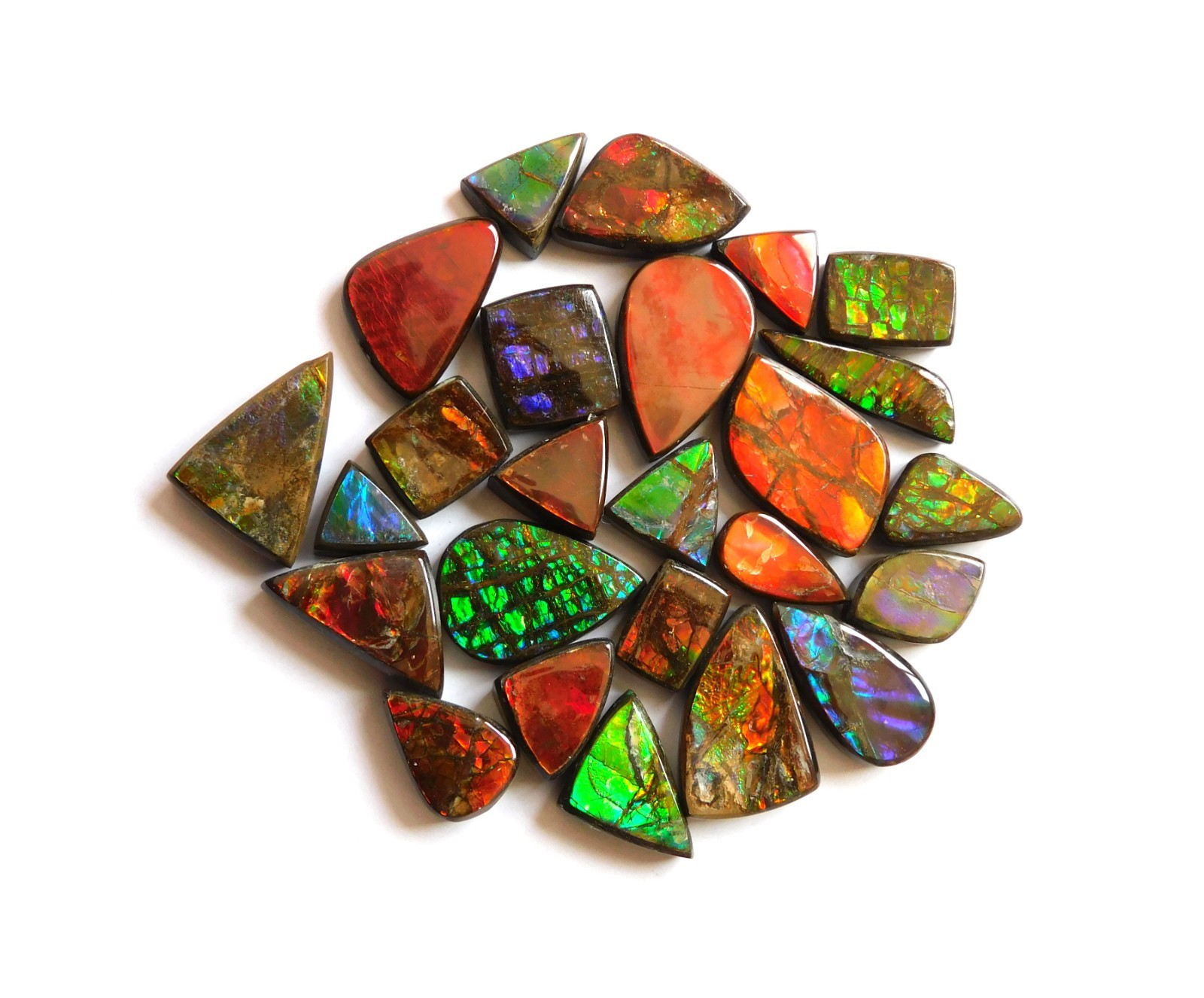 114.40 Cts Natural Ammolite 25 Pcs Lot Loose Cabochon Gemstone CN03