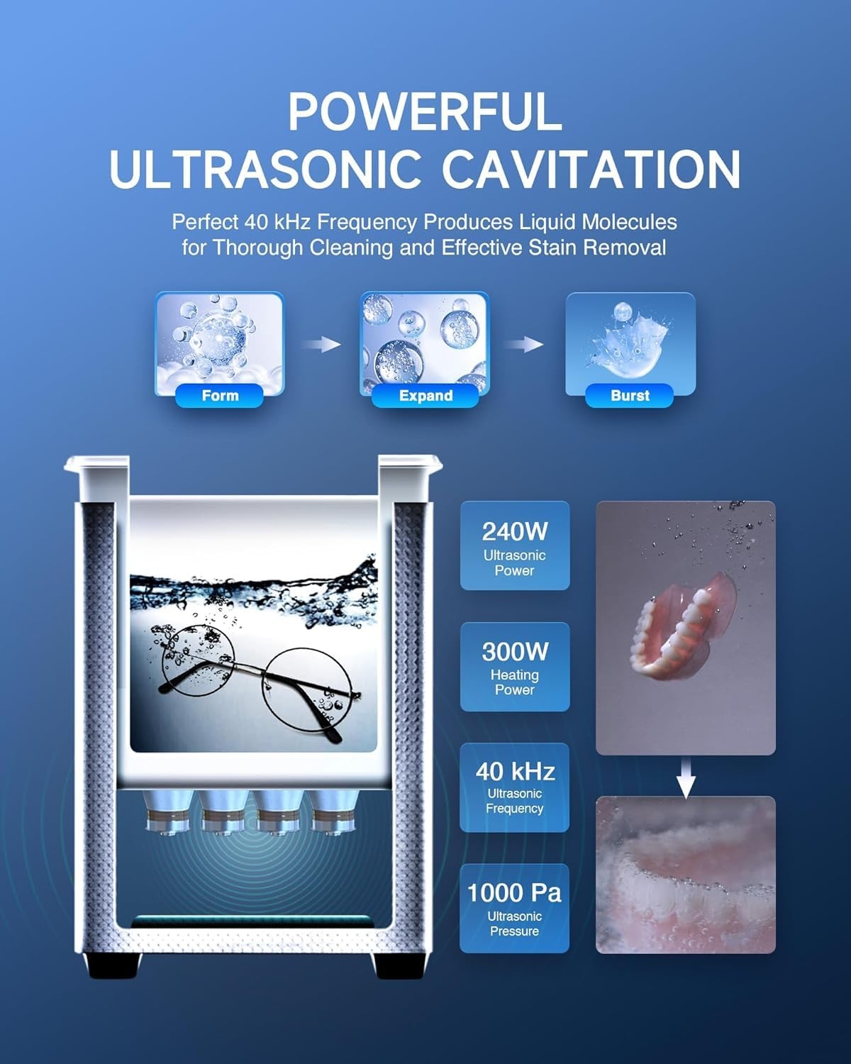 CREWORKS 10L Digital Ultrasonic Cleaning Machine with Heater & Timer,