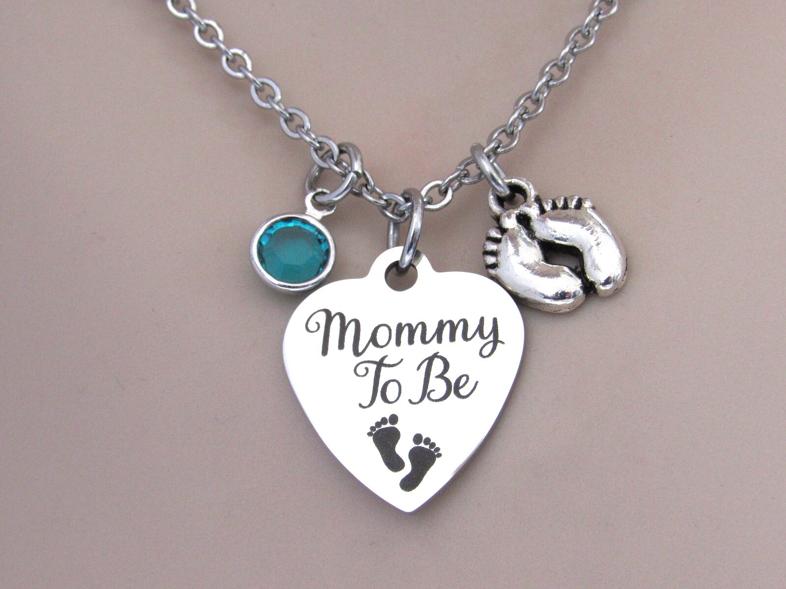 Mommy To Be Necklace w/ Birthstone, New Mom Necklace, Baby Shower Pregnancy Gift
