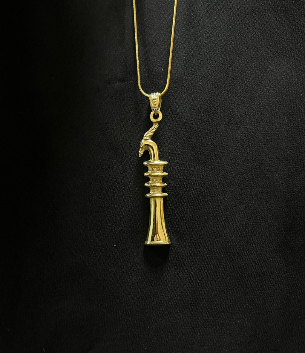 Brass Egyptian Djed Pillar Seth Pendant Necklace Symbol of Power