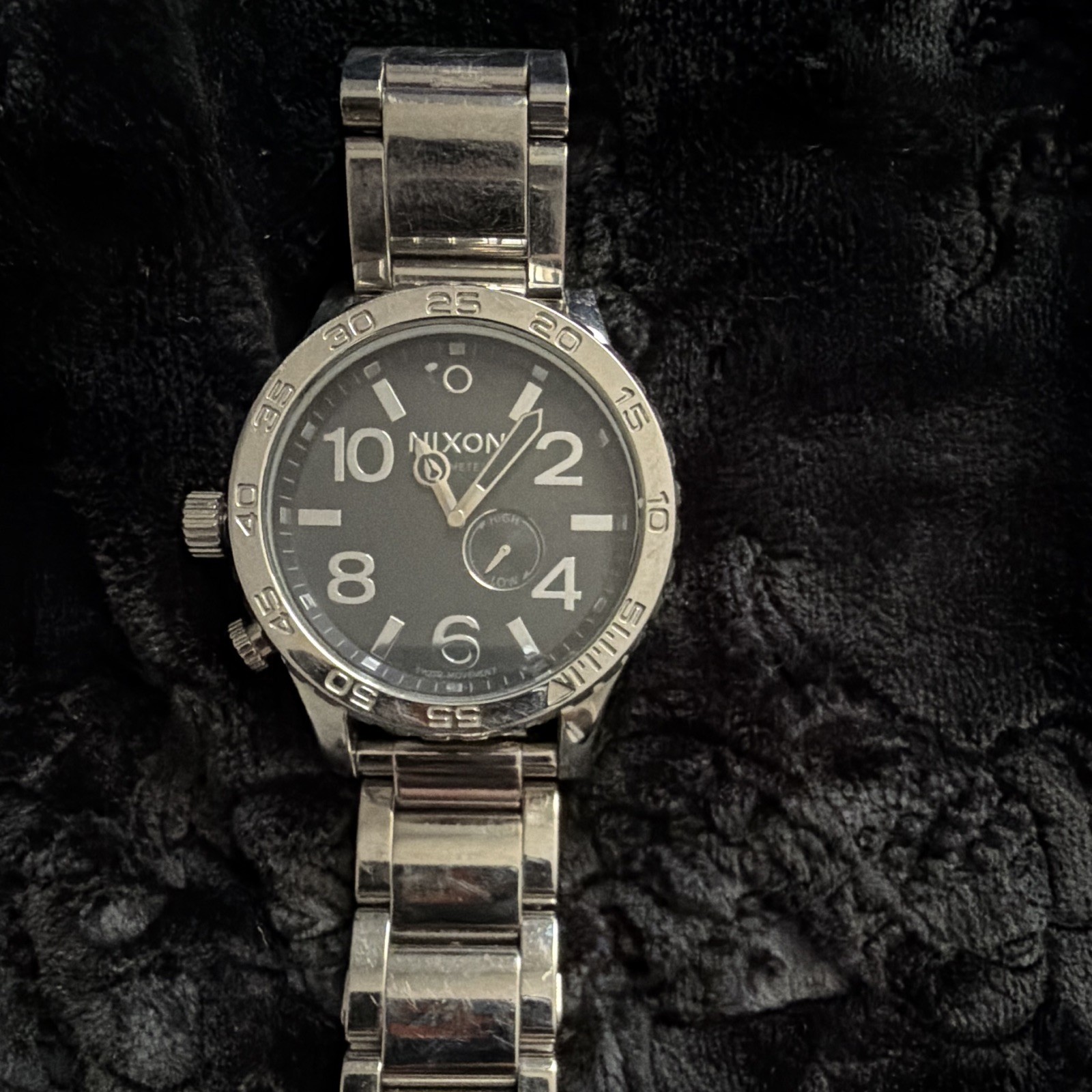 Nixon The 51-30 Black Dial Silver Stainless Bracelet Quartz 51mm 300m