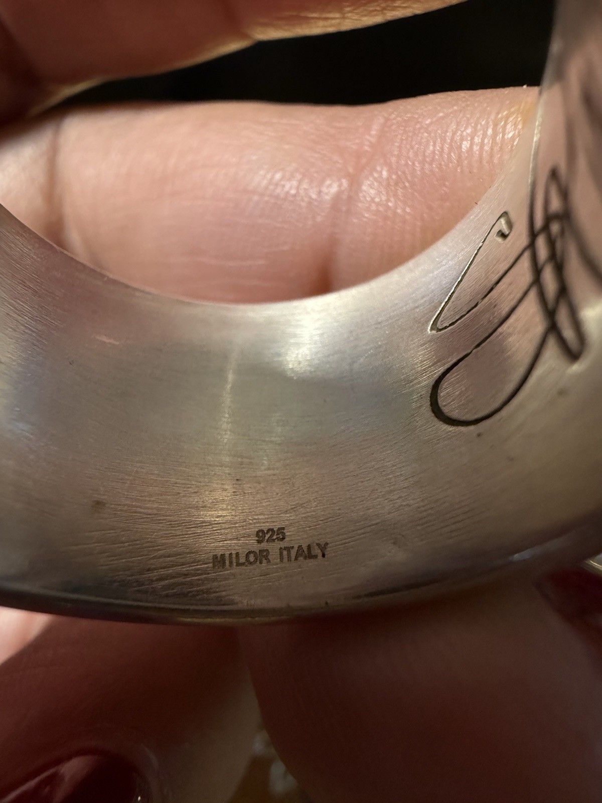 Silver Milor Italy Engraved Love Wide Band Ring Size 11 Metal Round No Stone