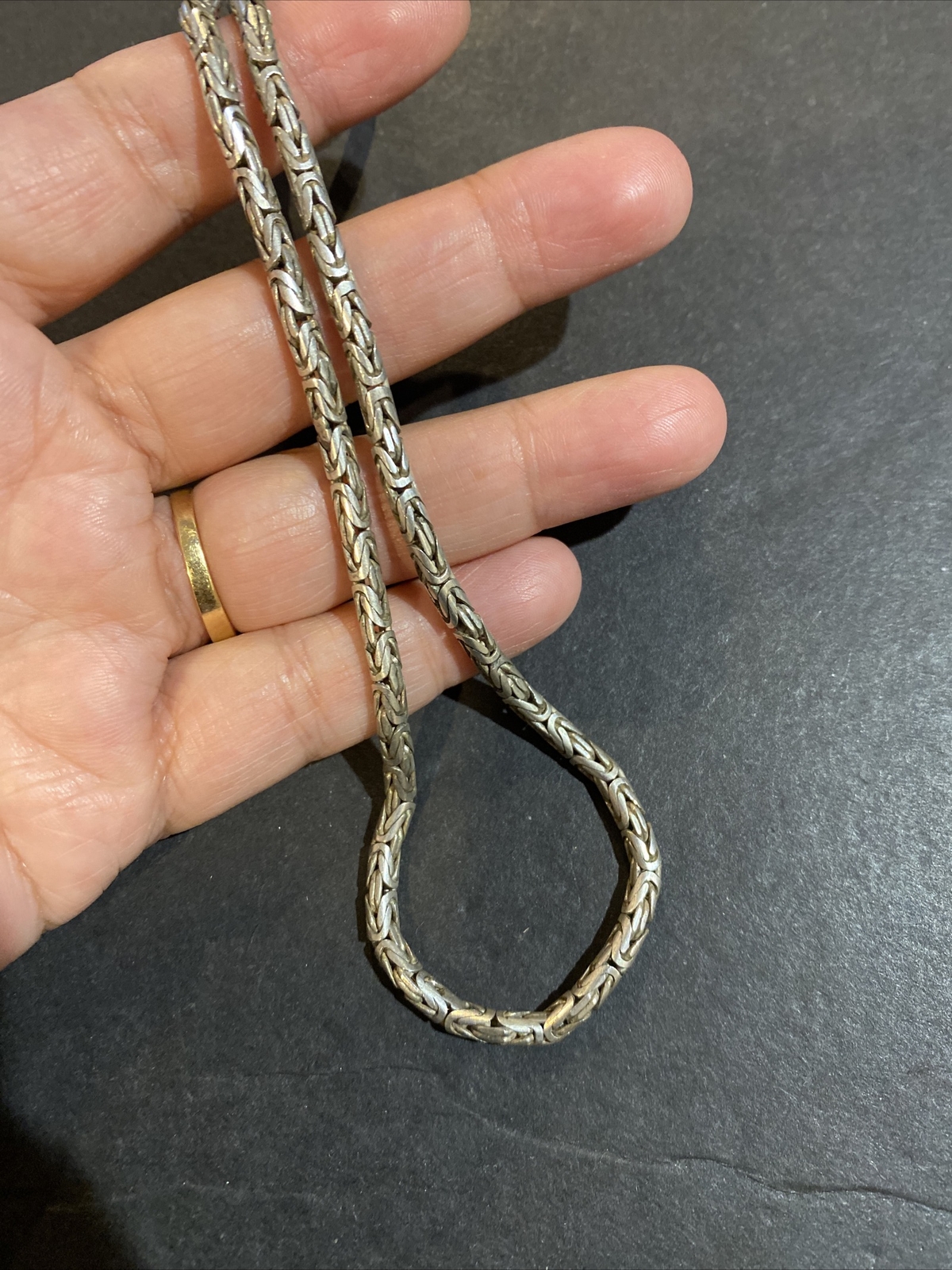 Solid Sterling Silver Byzantine Link Necklace