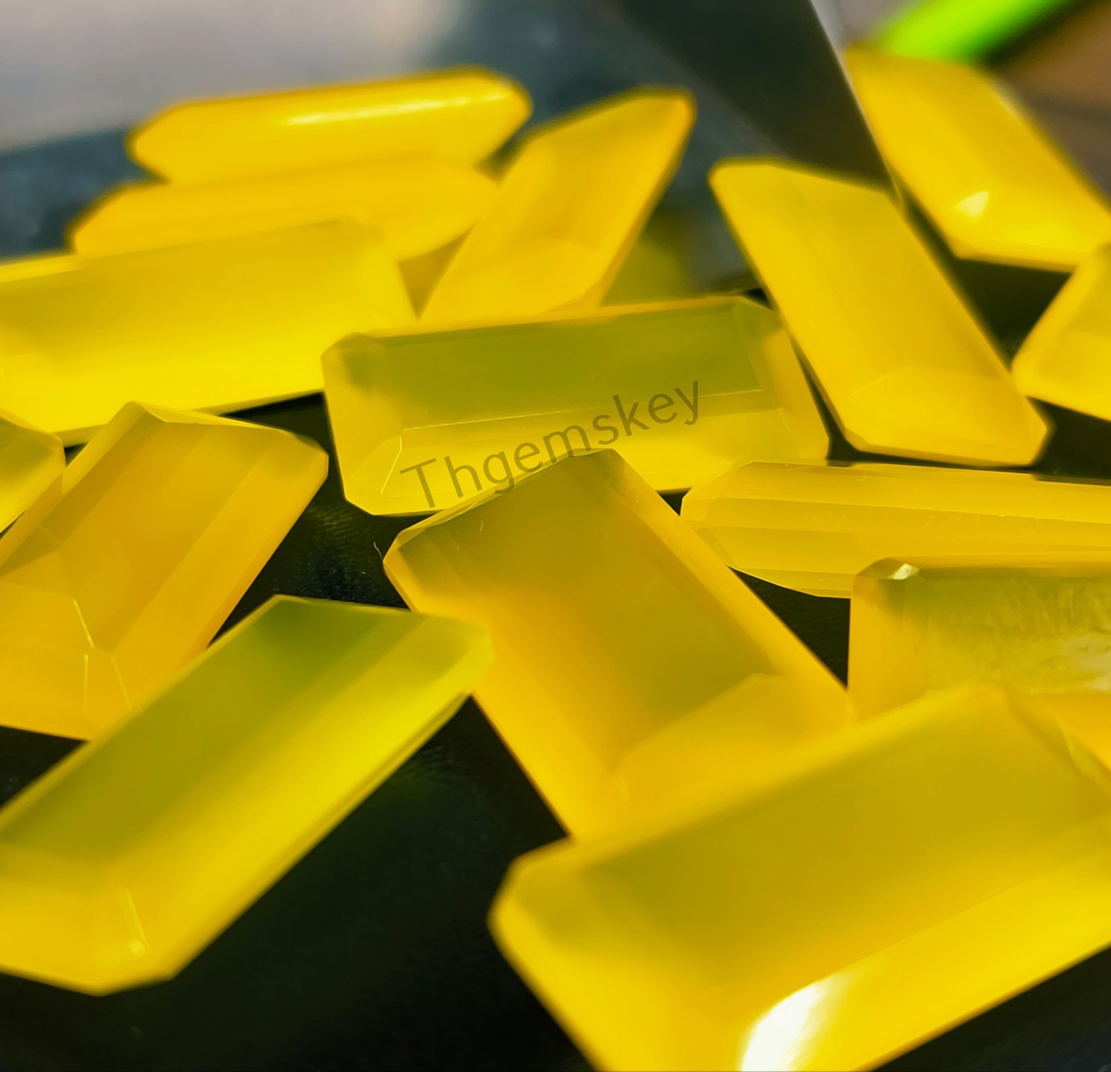 Natural Yellow Chalcedony Faceted Cut Long Octagon Gemstone 6x12mm-15x30mm