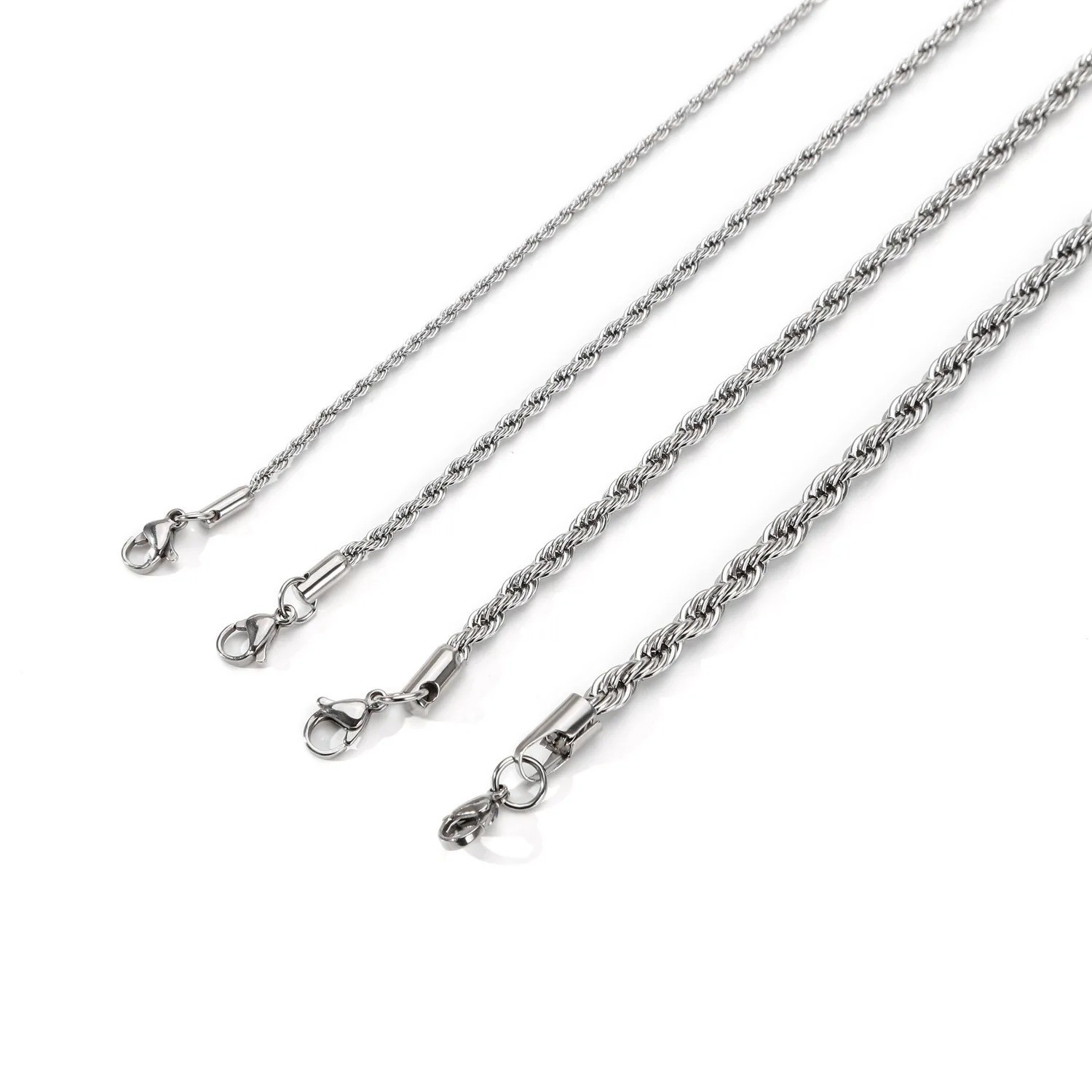 Simple Silver Twist Chain Bracelet Hip Hop Jewelry Adjustable Party Accessories