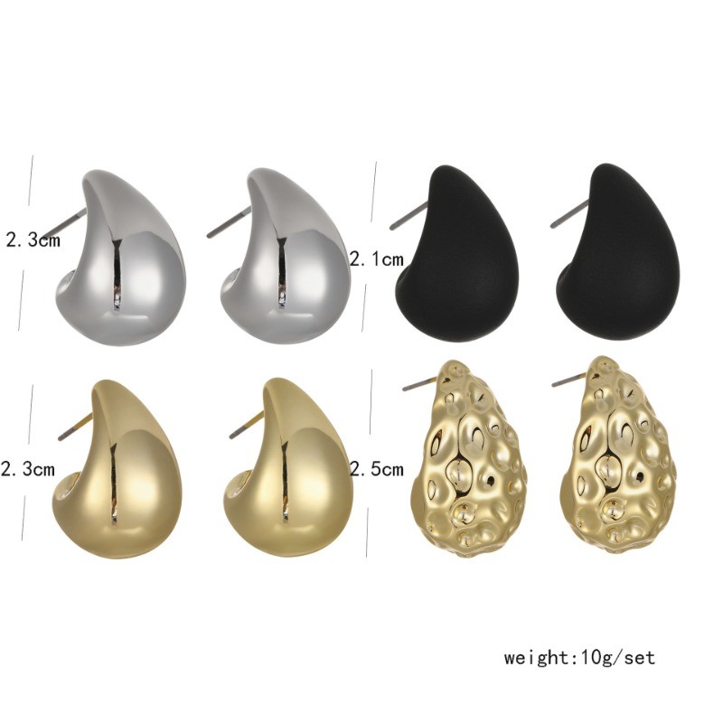 4Pairs Women’s TearDrop Hammer Pattern Ear Studs Set Fashion Geometric Earrings