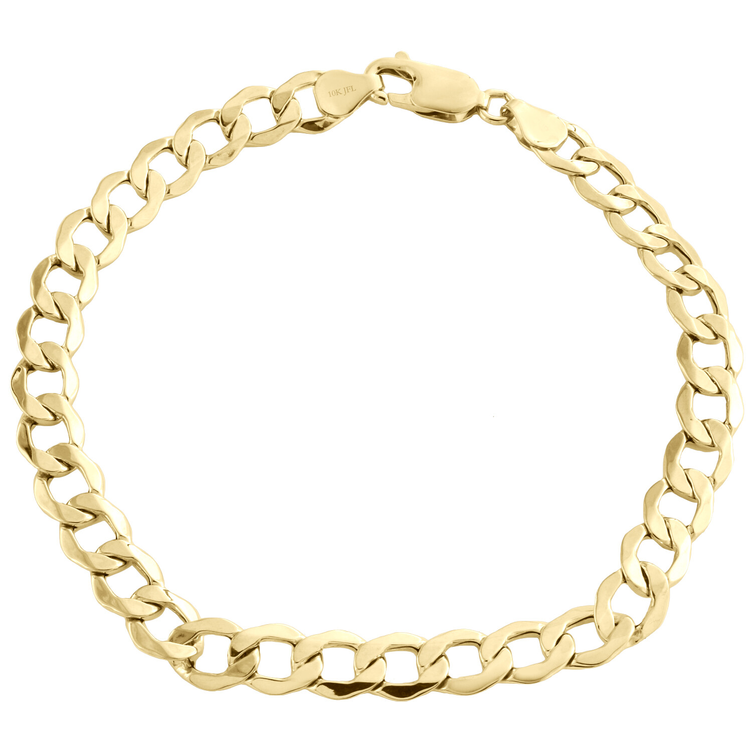 10K Yellow Gold 6.50mm Hollow Plain Cuban Curb Link Mens Bracelet 8 – 9 Inches