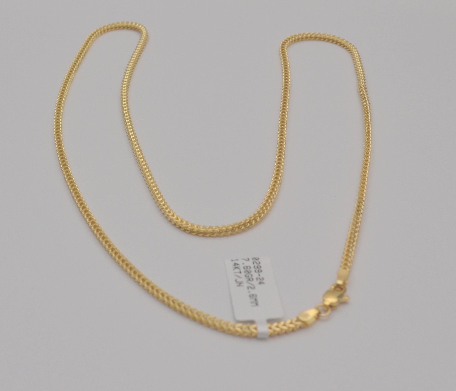 Franco Chain Necklace 14k Yellow Gold Box Link 2.3 mm Wide
