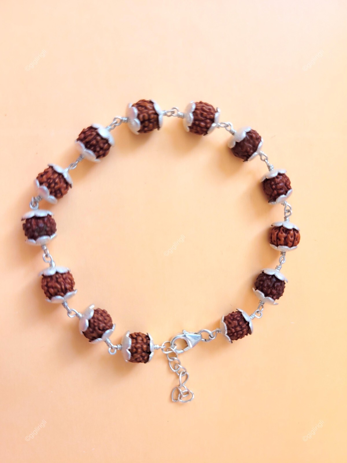 Gift For Her Natural Rudraksh Statement Halloween Special Bracelet 925 Silver