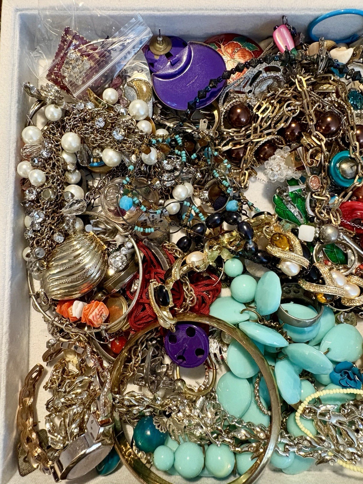 3+lb Lot Costume Jewelry Craft/Repair Bag Bracelets Necklaces Earrings Chain