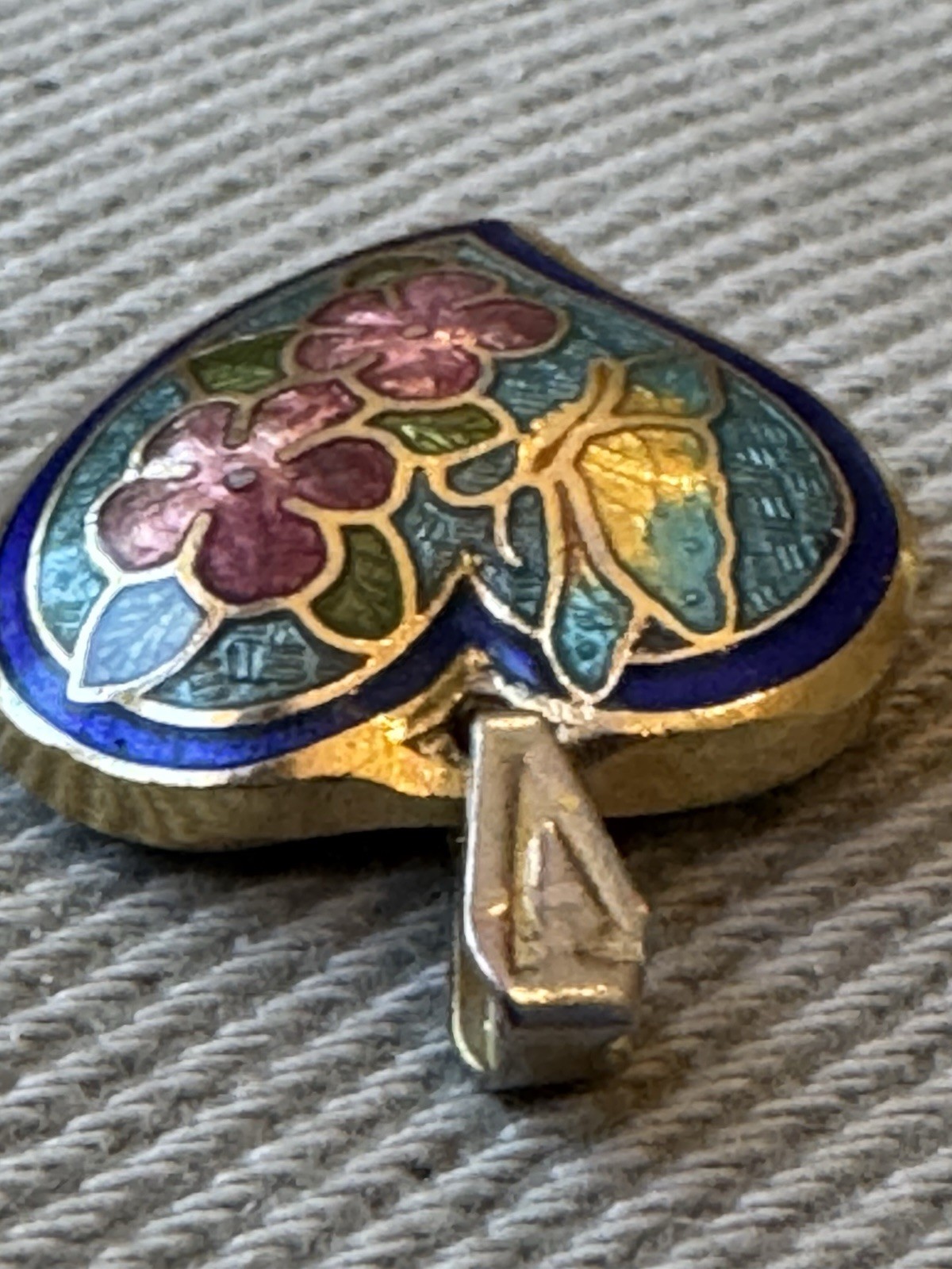 Vintage Cloisonne Brass Base Metal and .875” Enamel Pendant