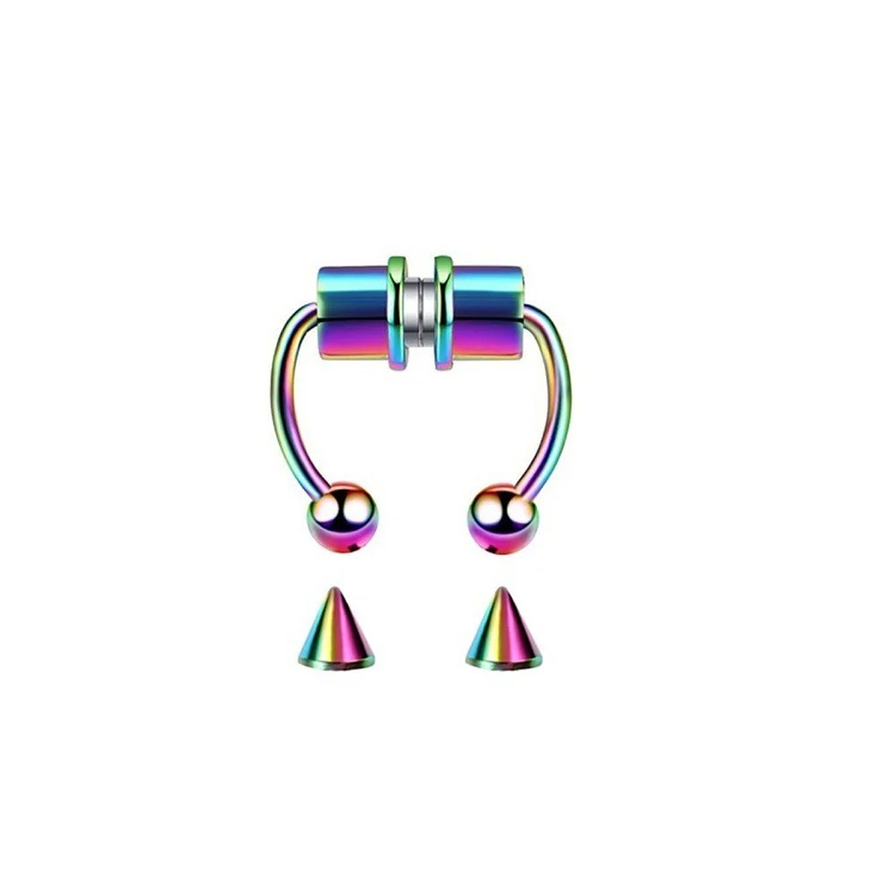 Clip On Fake Septum Nose Ring Hoop Stainless Steel Non Piercing Body Jewelry