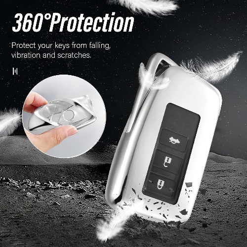 Key Fob Cover, Stylish Soft TPU Key Case for GS GS-F ES IS IS-F Color: Silver