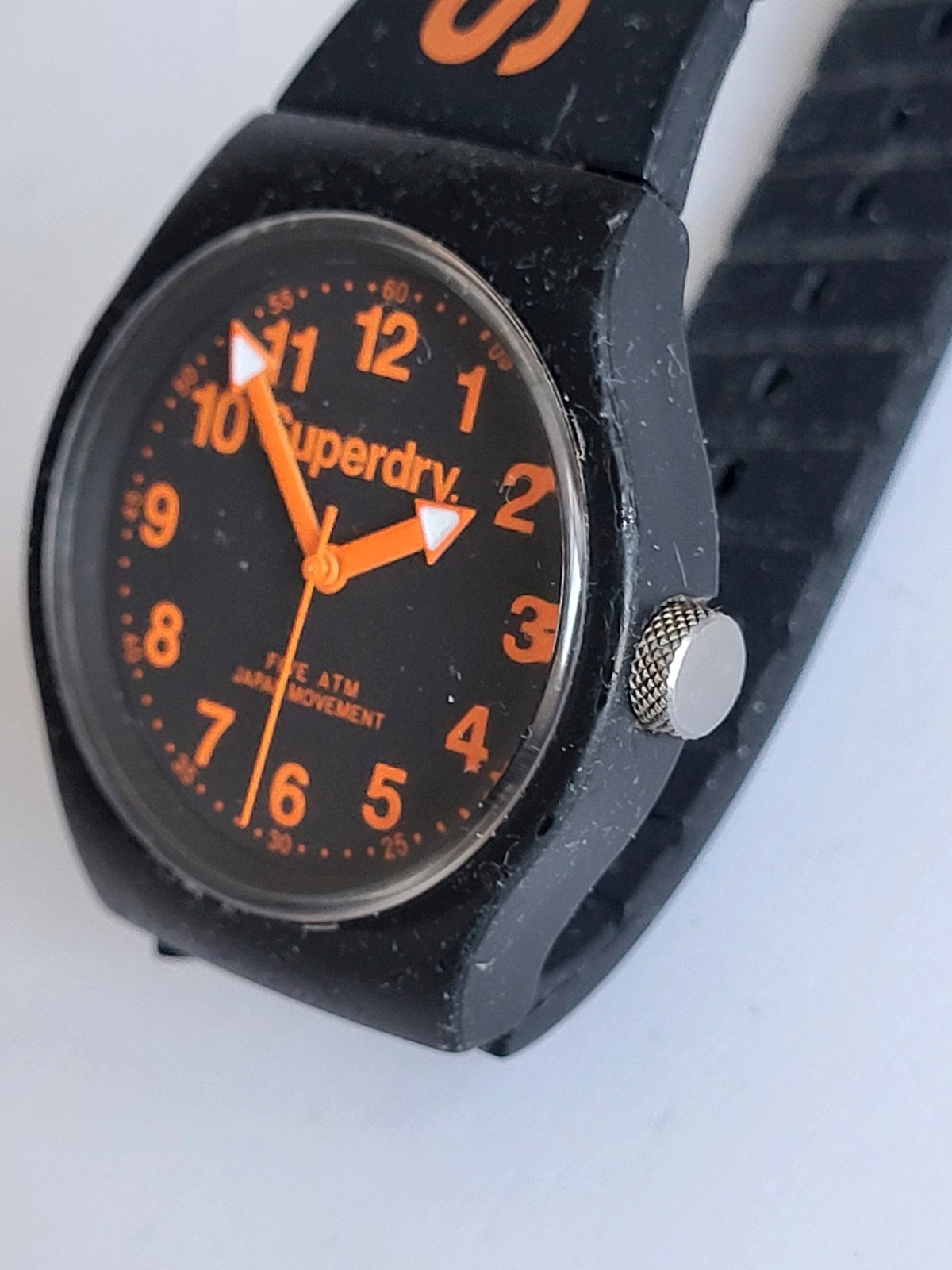 Superdry Urban Men’s Sports Watch Black & Orange Silicone Strap SYG164B