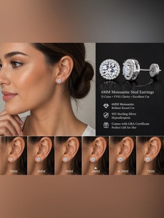 Unisex Mens Women Classic Silver Cubic Zirconia Stud Earrings – Single Pair