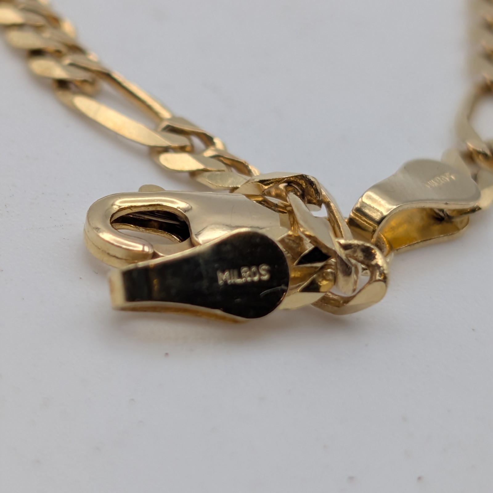 Solid 14k Yellow Gold Italian Figaro Chain Link Bracelet 7″ Long 3mm Wide