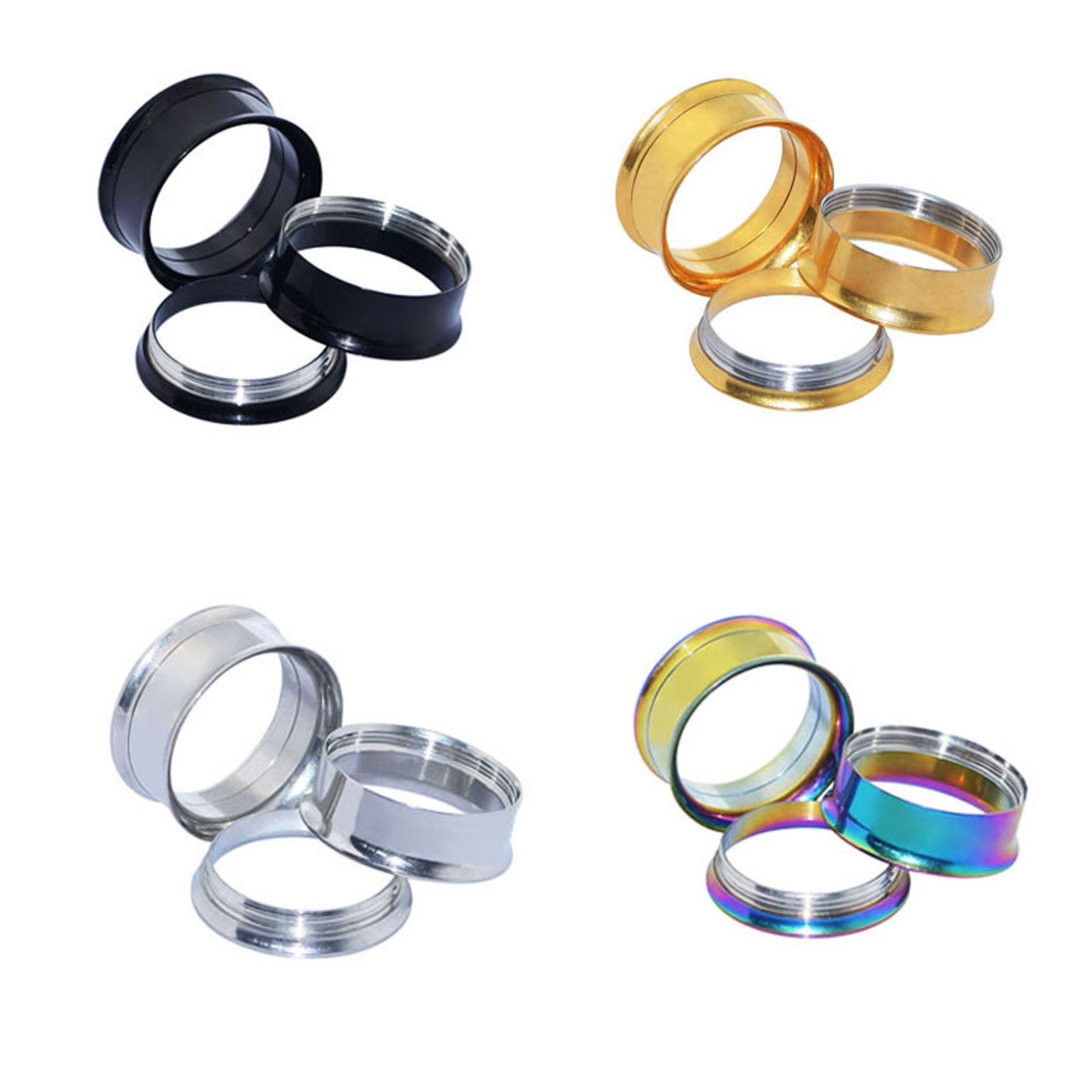 PAIR Metal Double Flared Screw Fit Steel Ear Plugs Flesh Tunnels Gauge Earrings