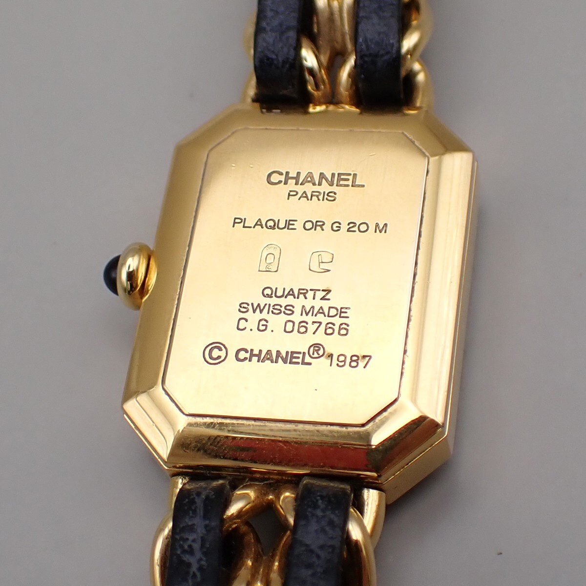 CHANEL Logo Premiere Watch H0001 # L Quartz Gold Plated Leather GHW 690RK949
