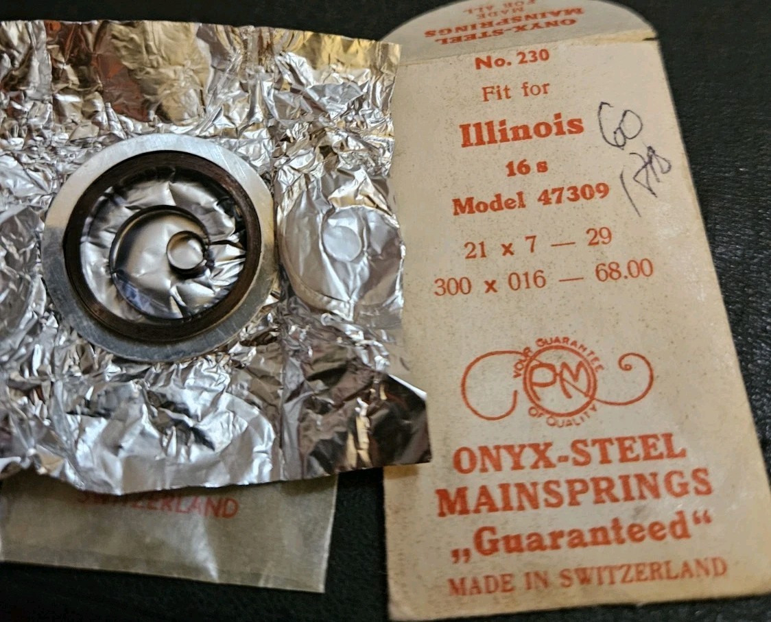 16s Illinois 47309 Bunn Special 60 Hour Mainspring