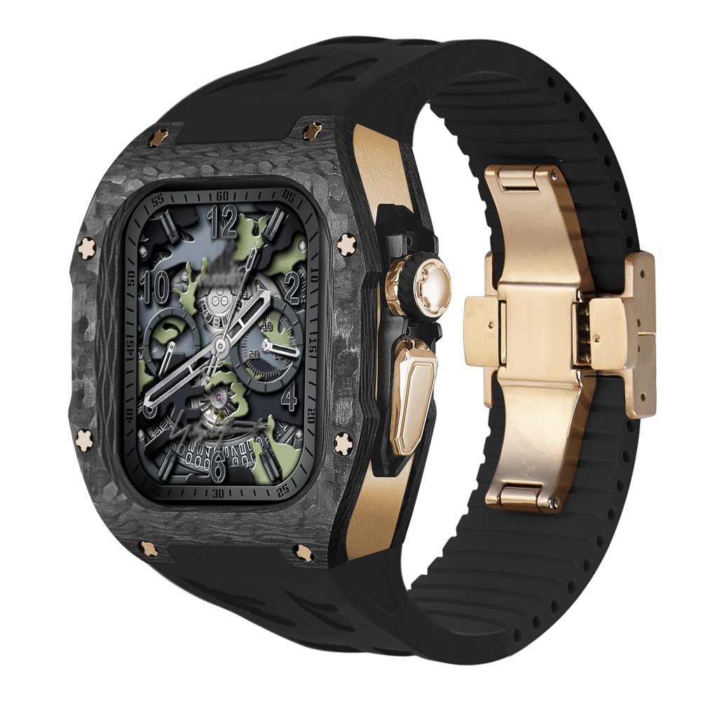 Luxury Titanium Carbon Fiber Case Rubber Band Mod Kit For Apple Watch Ultra 49MM