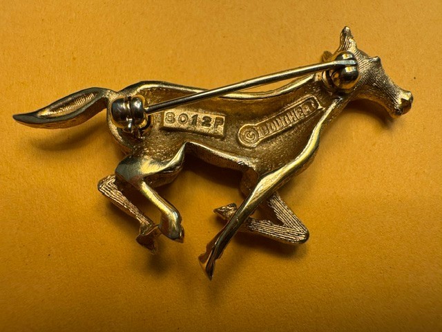 Vintage Marcel Boucher Brooch Pin Galloping Horse Gold Tone