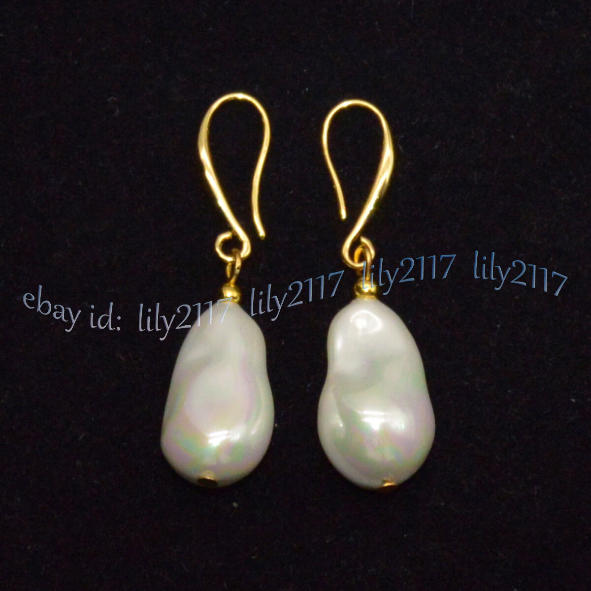 12x20mm White South Sea Baroque Shell Pearl Pendant Necklace Earrings Gold Chain
