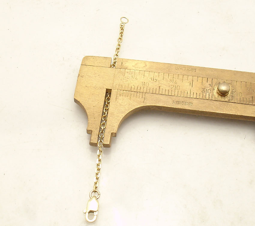 1.9mm Solid Cable Chain Bracelet Necklace Extender Clasp Real 14K Yellow Gold