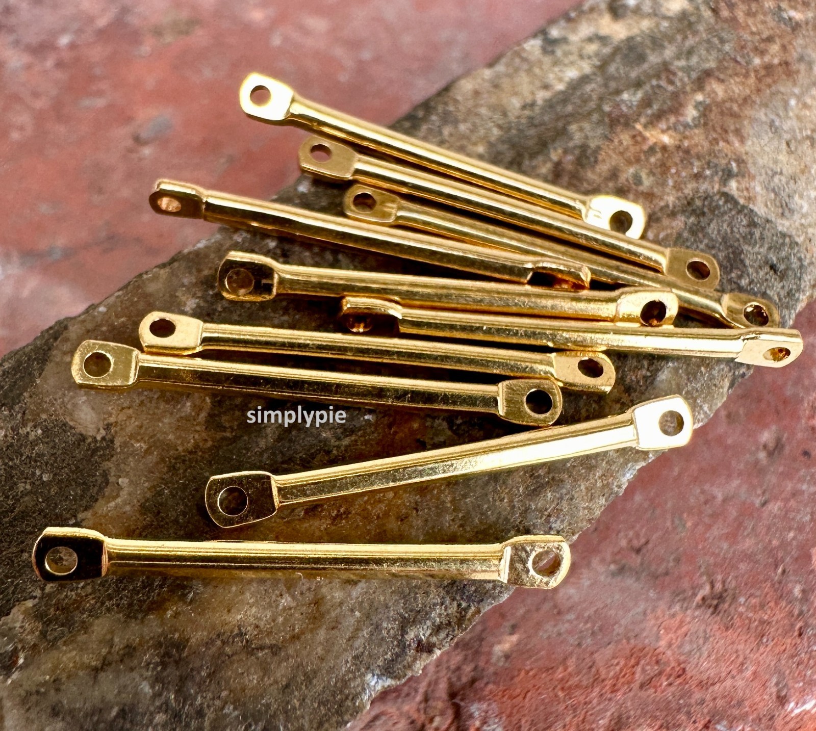 Long Gold Bar Links Set of 10 Size 22x2mm #GARDRW